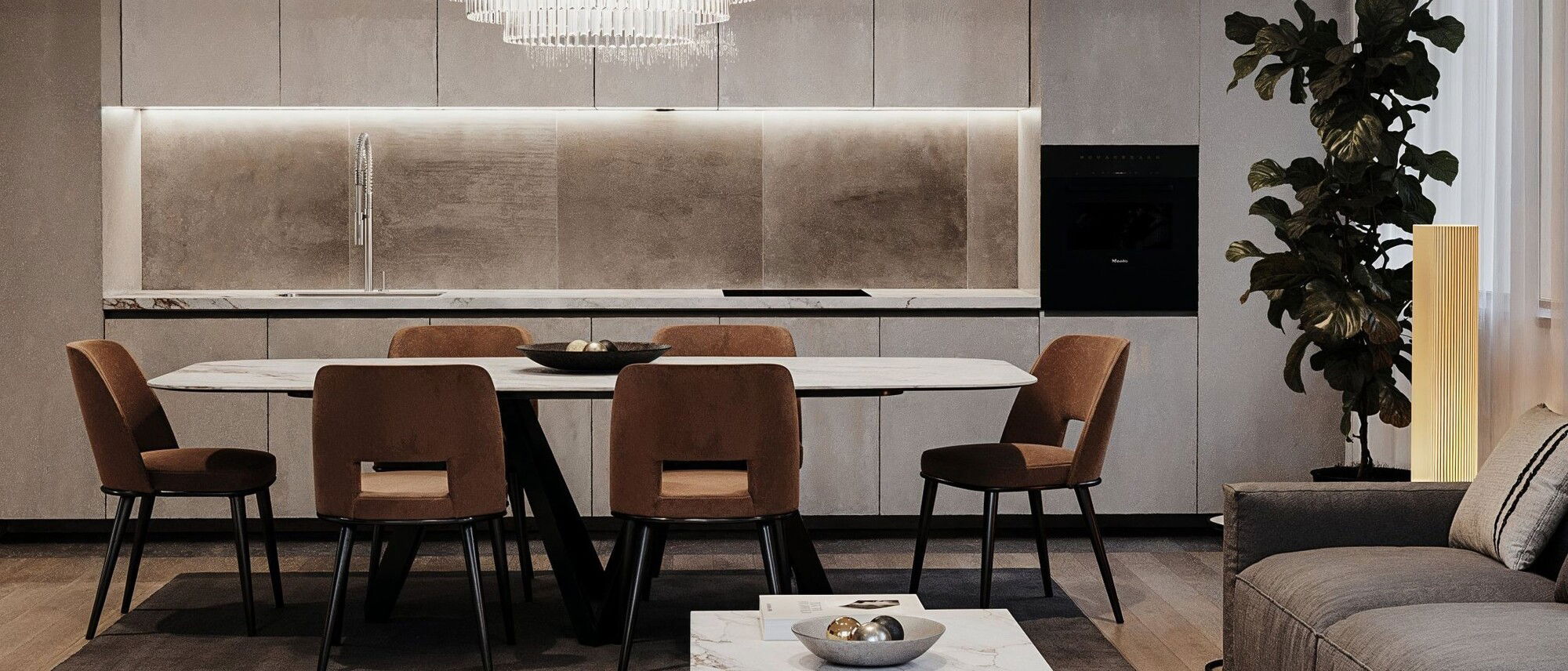 Diseño de sala de estar y comedor combinado en condominio - Render después