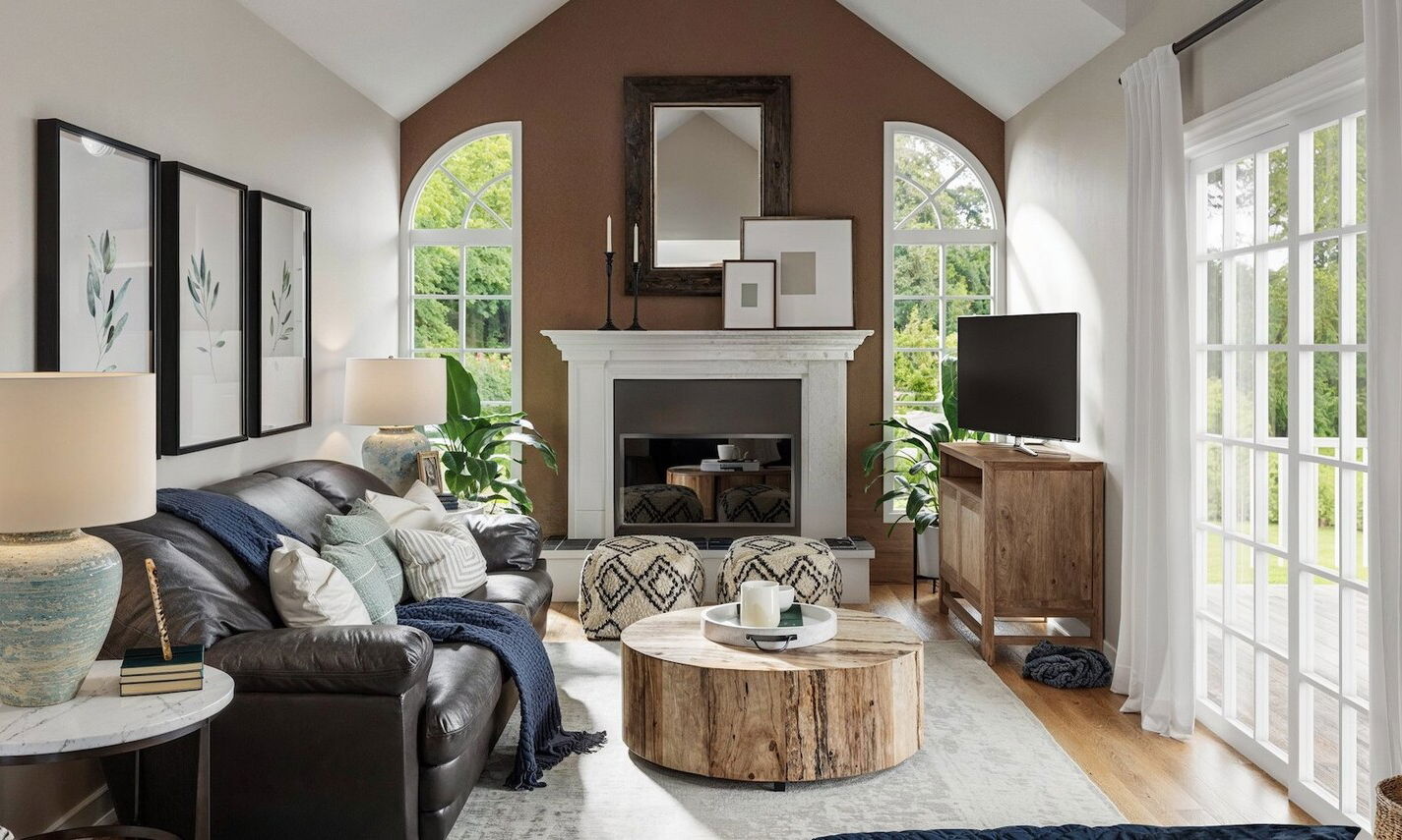 Bright and Inviting Living Room and Family Room