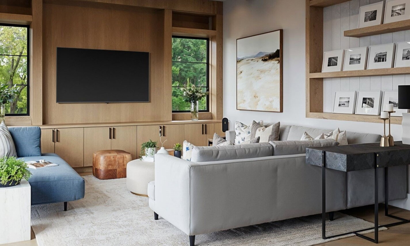 Vaulted Wood Beams Ceiling Home Interior Design by interior designers in Costa Mesa, California