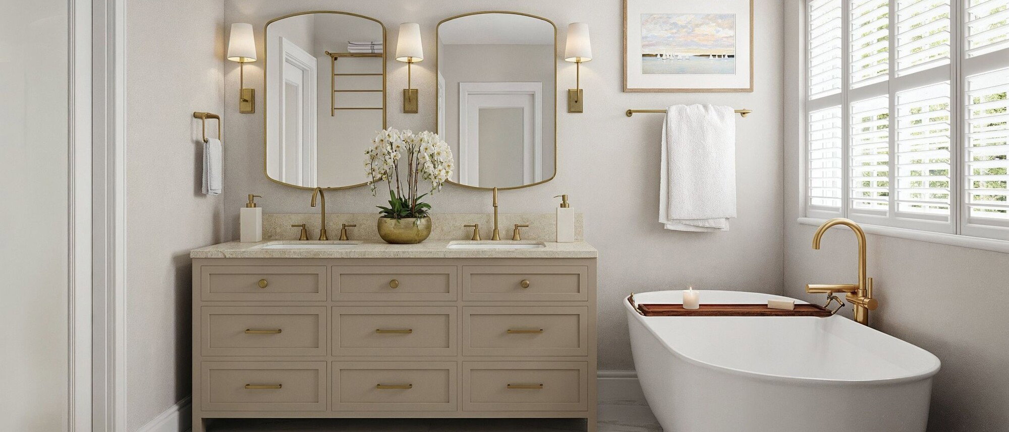 Diseño de baños transicionales atemporales por los mejores diseñadores de interiores de Hayward
