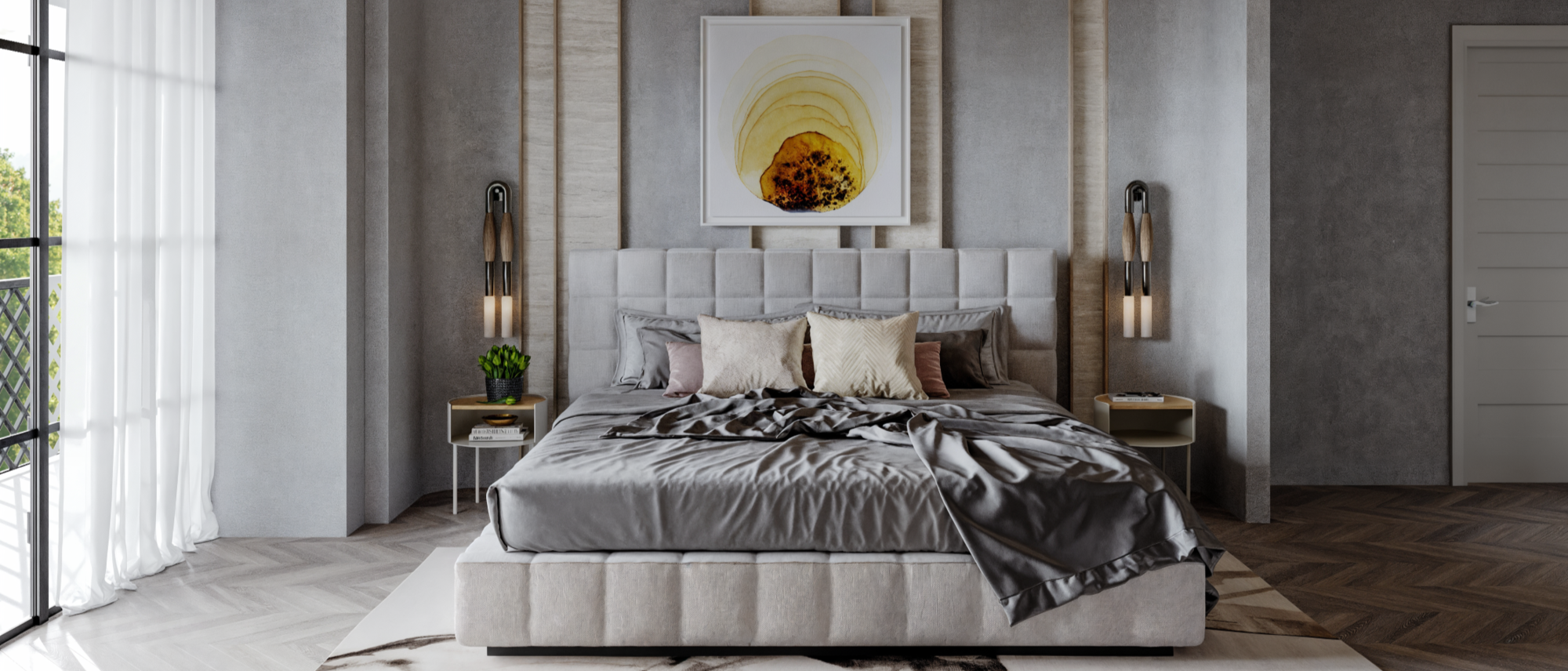 High End Contemporary Master Bedroom Design by interior designers in Orange County, California
