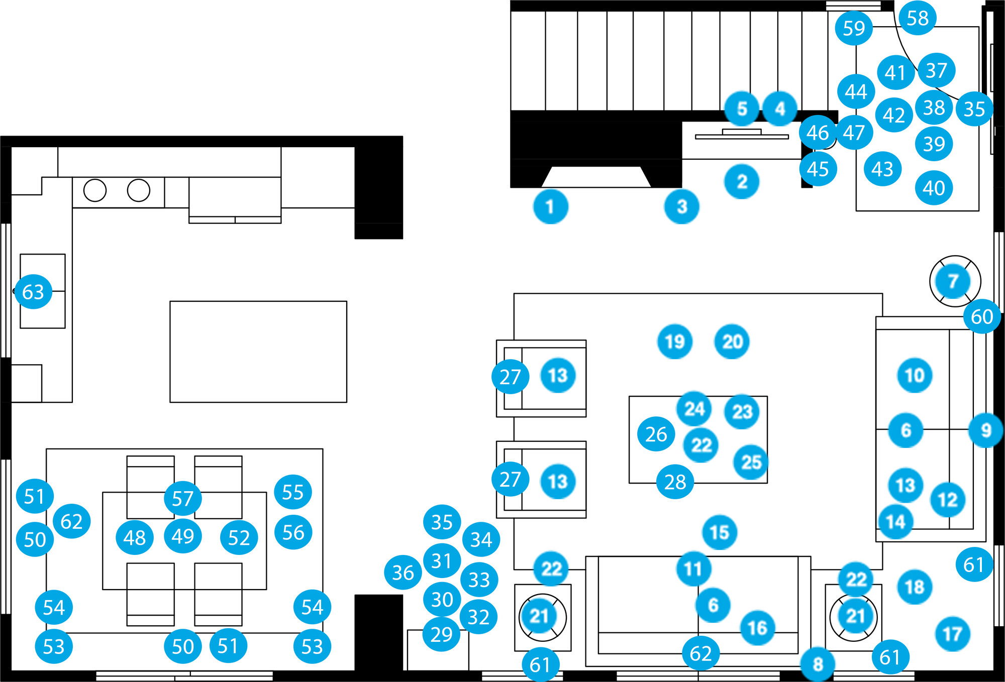 Online Designer Combined Living/Dining Floorplan