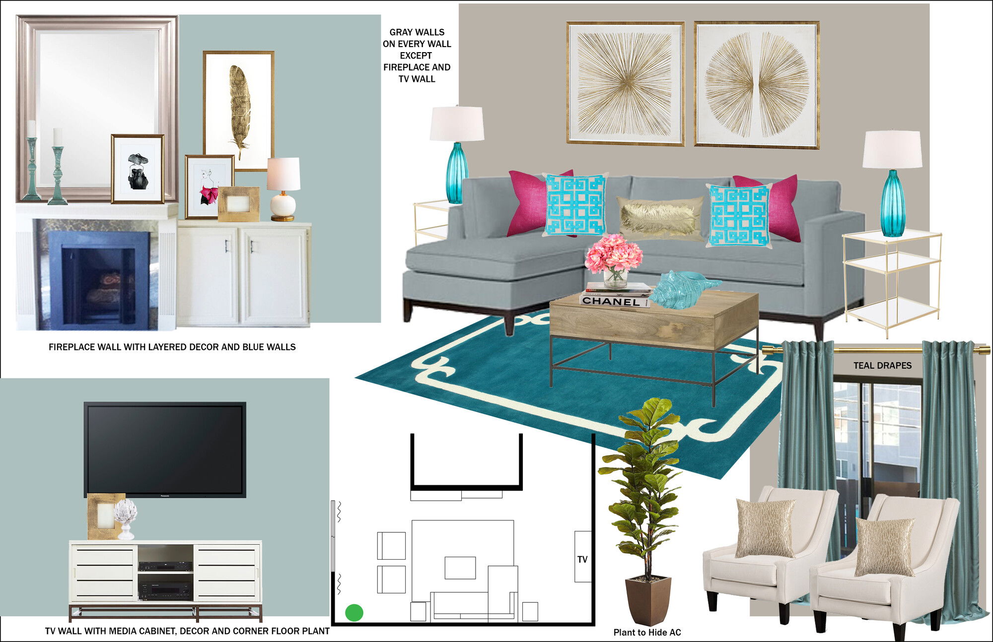 Ideas de diseño interior para sala de estar de diseñador en línea