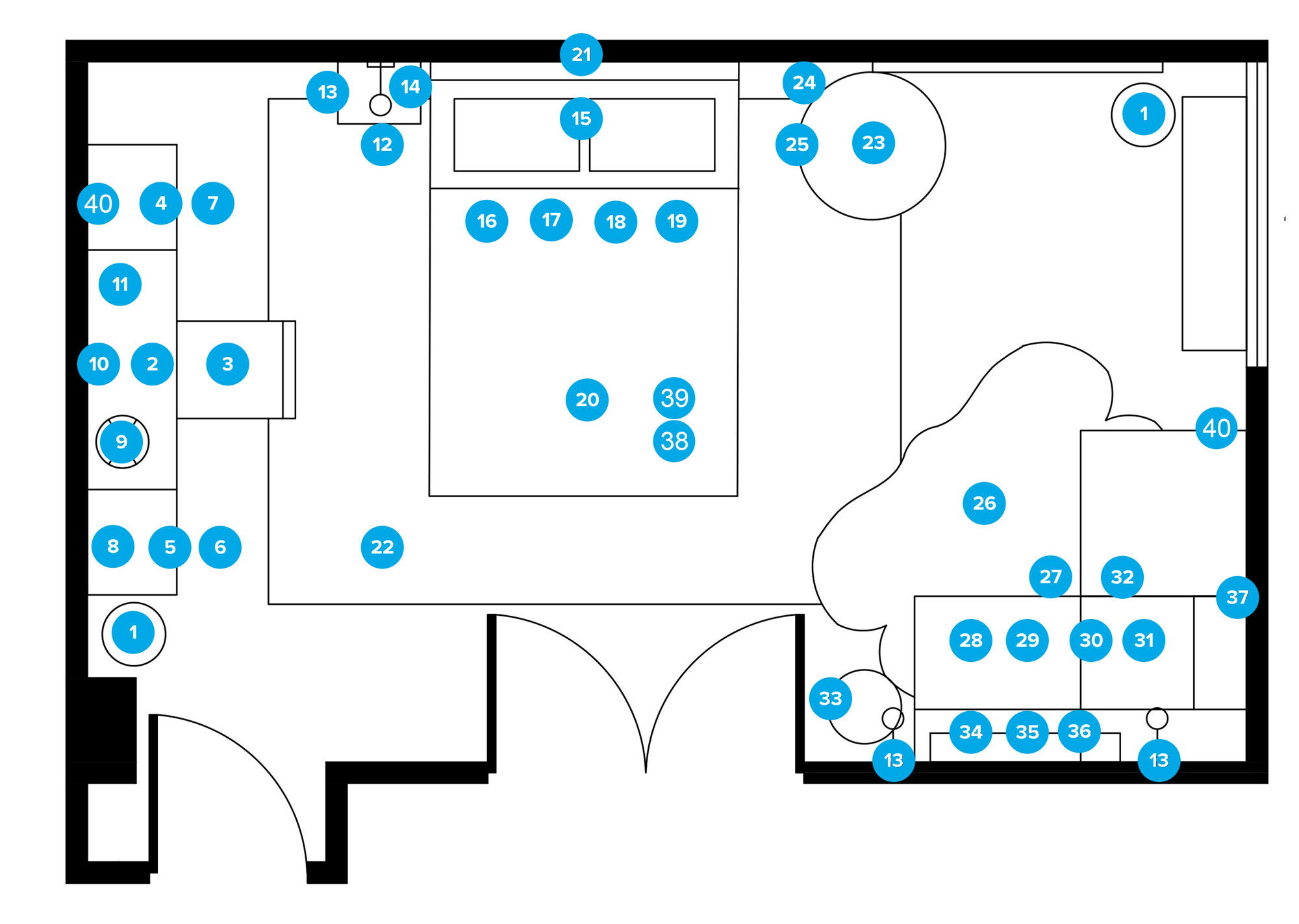 Plano del Dormitorio del Diseñador en Línea
