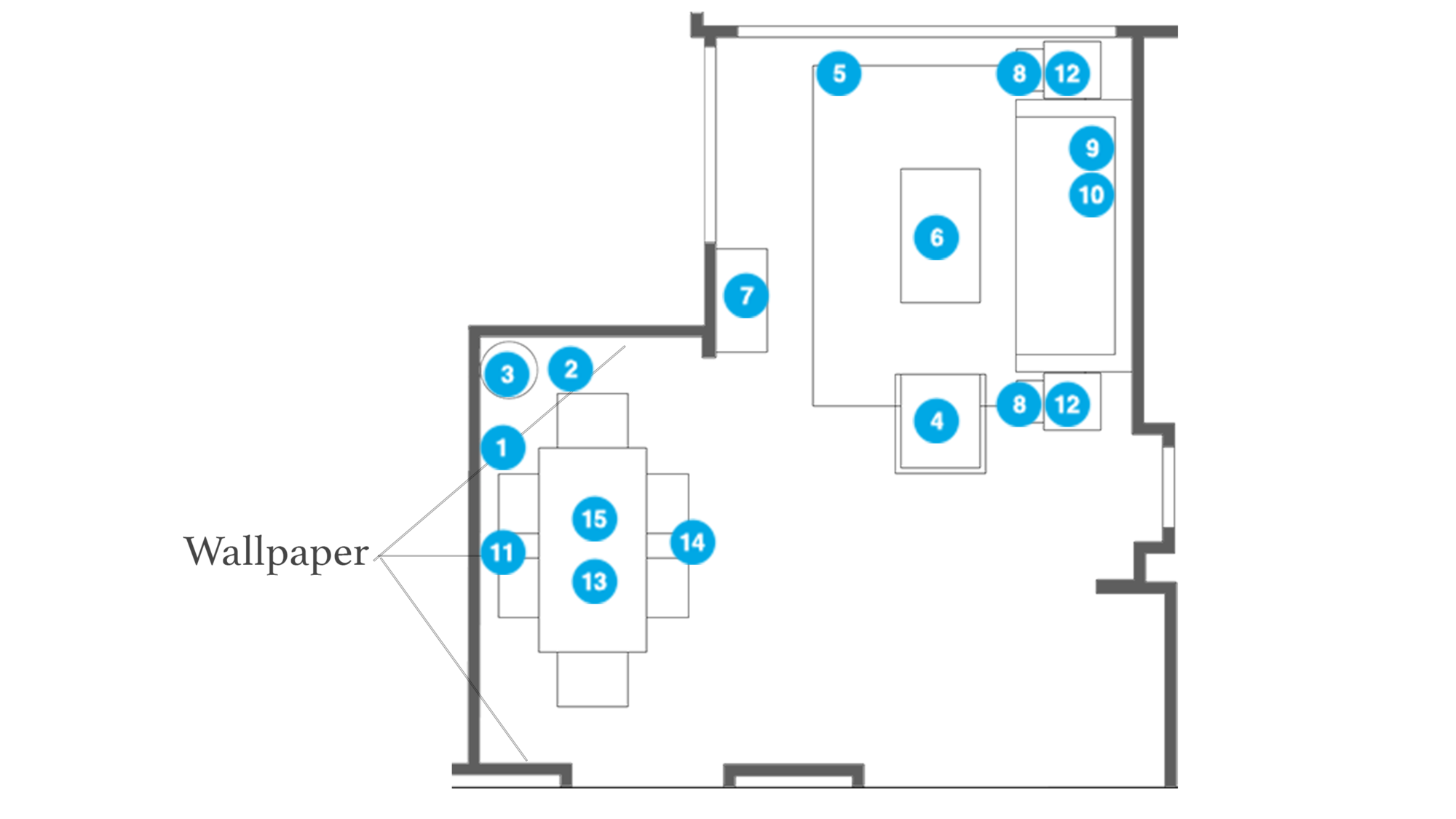 Online Designer Combined Living/Dining Floorplan