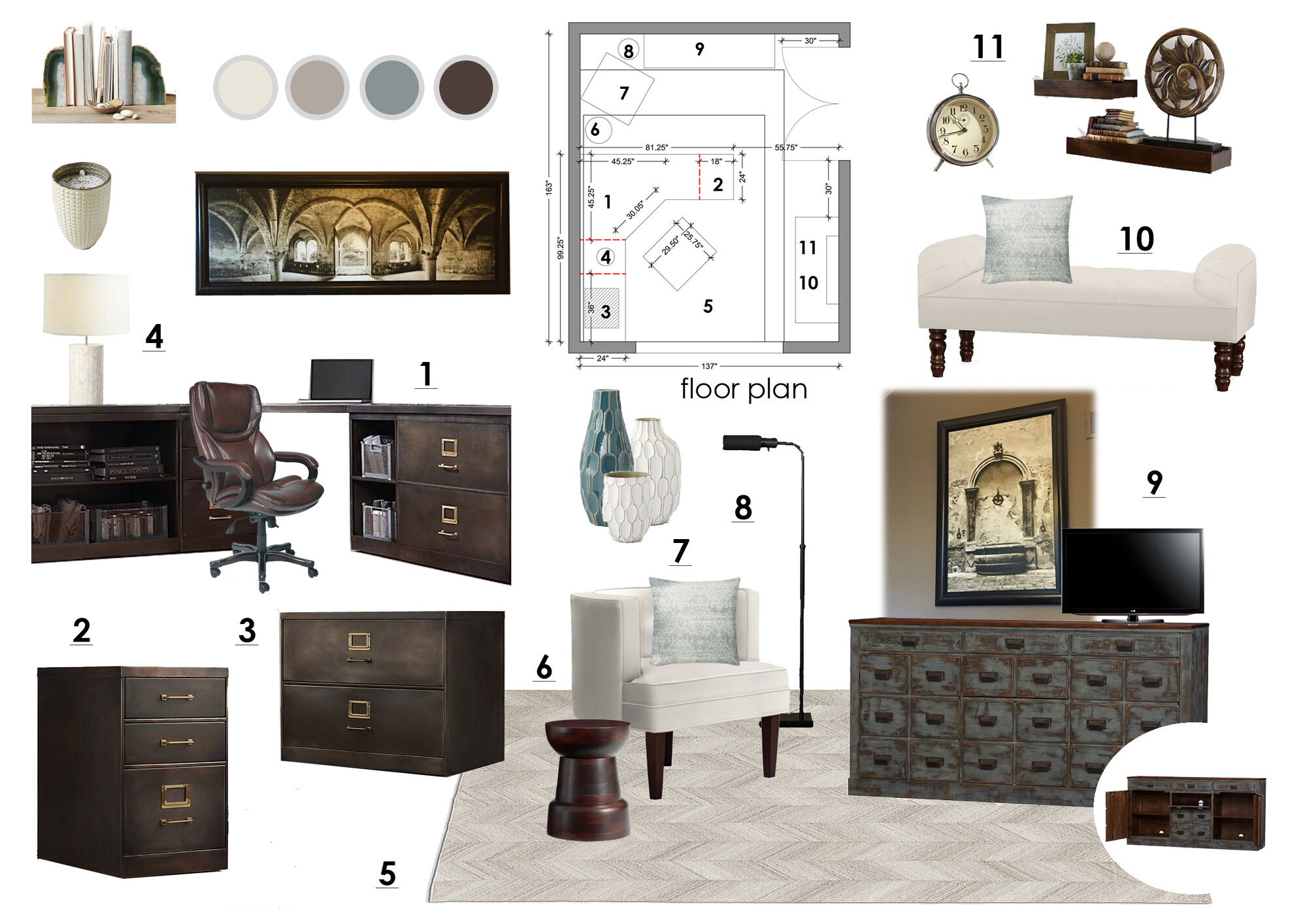 Ideas de diseño interior para hogar/oficina pequeña en línea