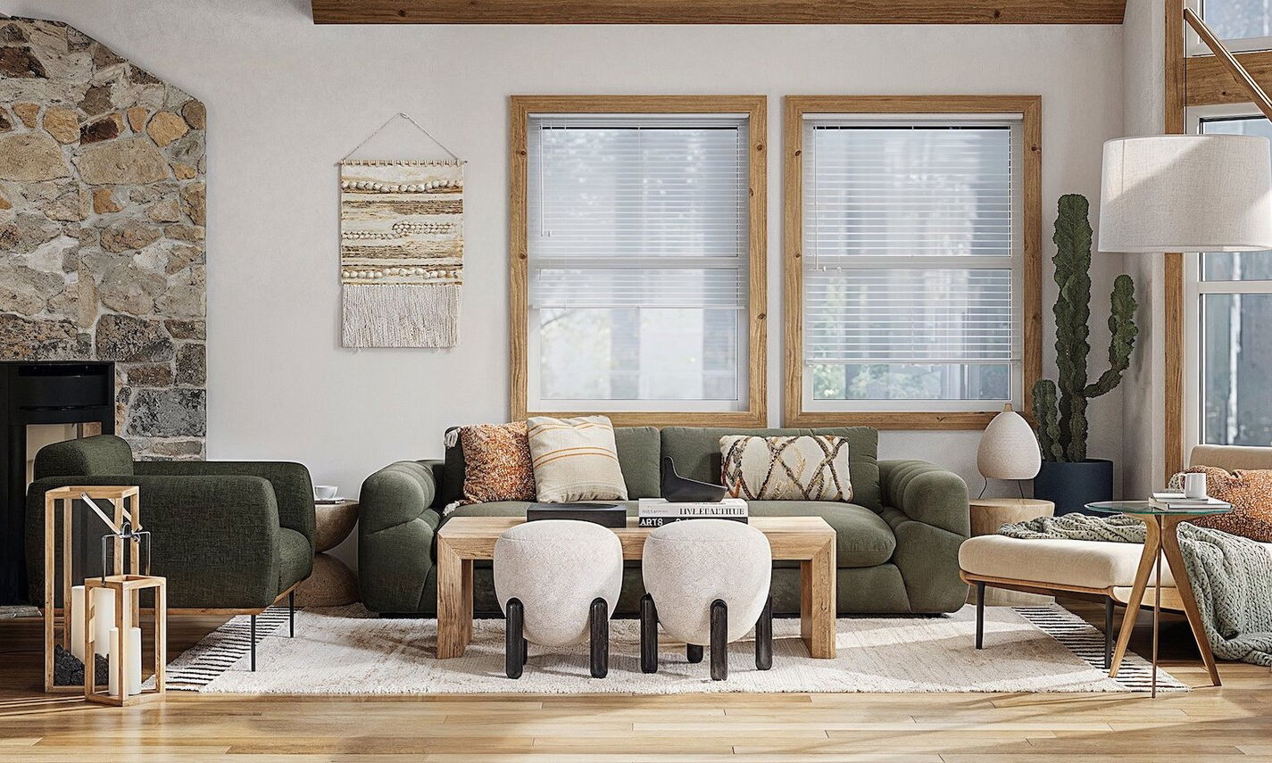 A Frame House Interior with a Japandi Style by interior designers in Lake Tahoe, California