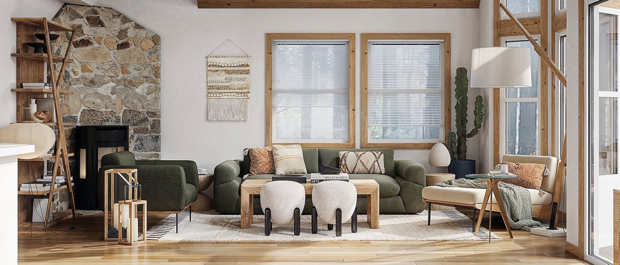 A Frame House Interior with a Japandi Style-Daniel After Rendering