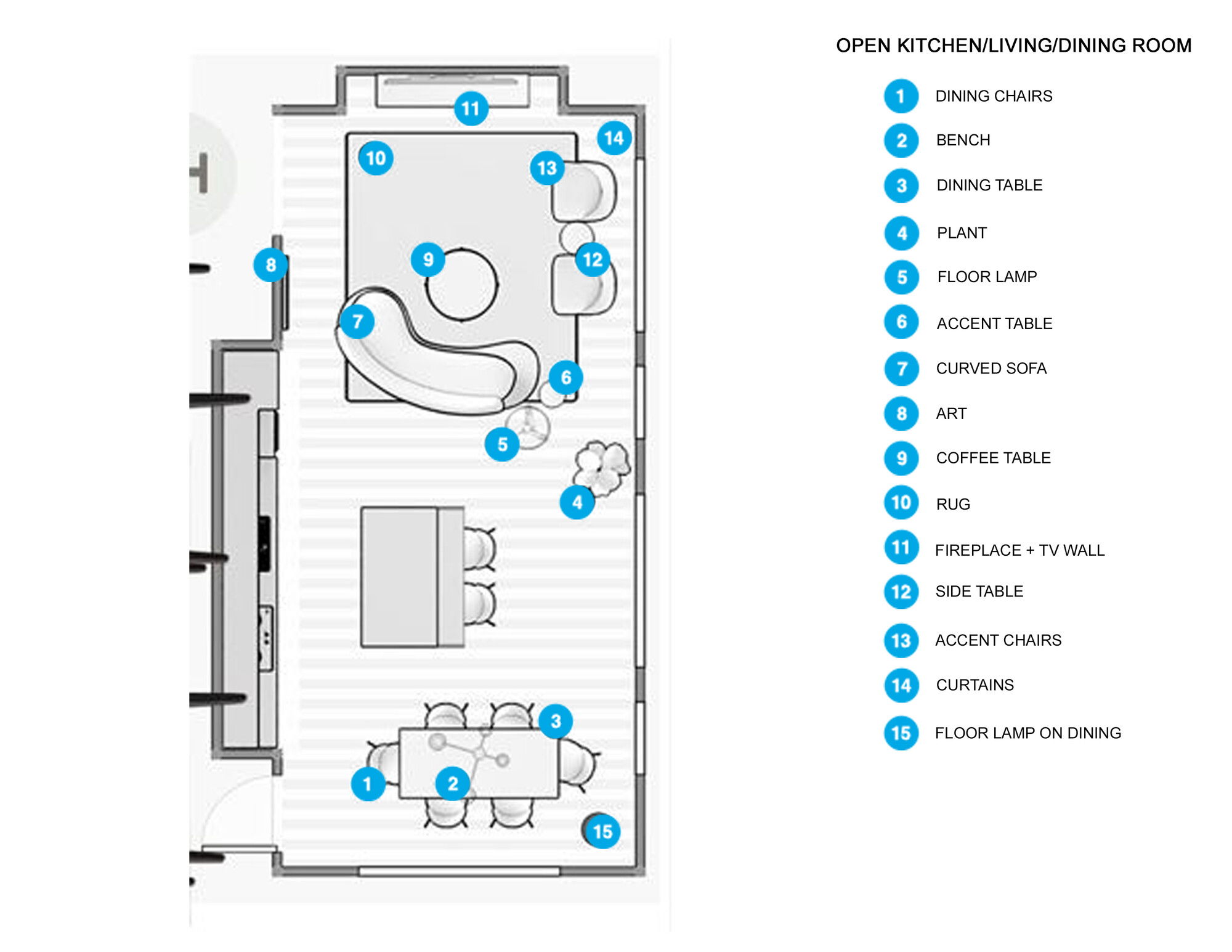 Online Designer Combined Living/Dining Floorplan