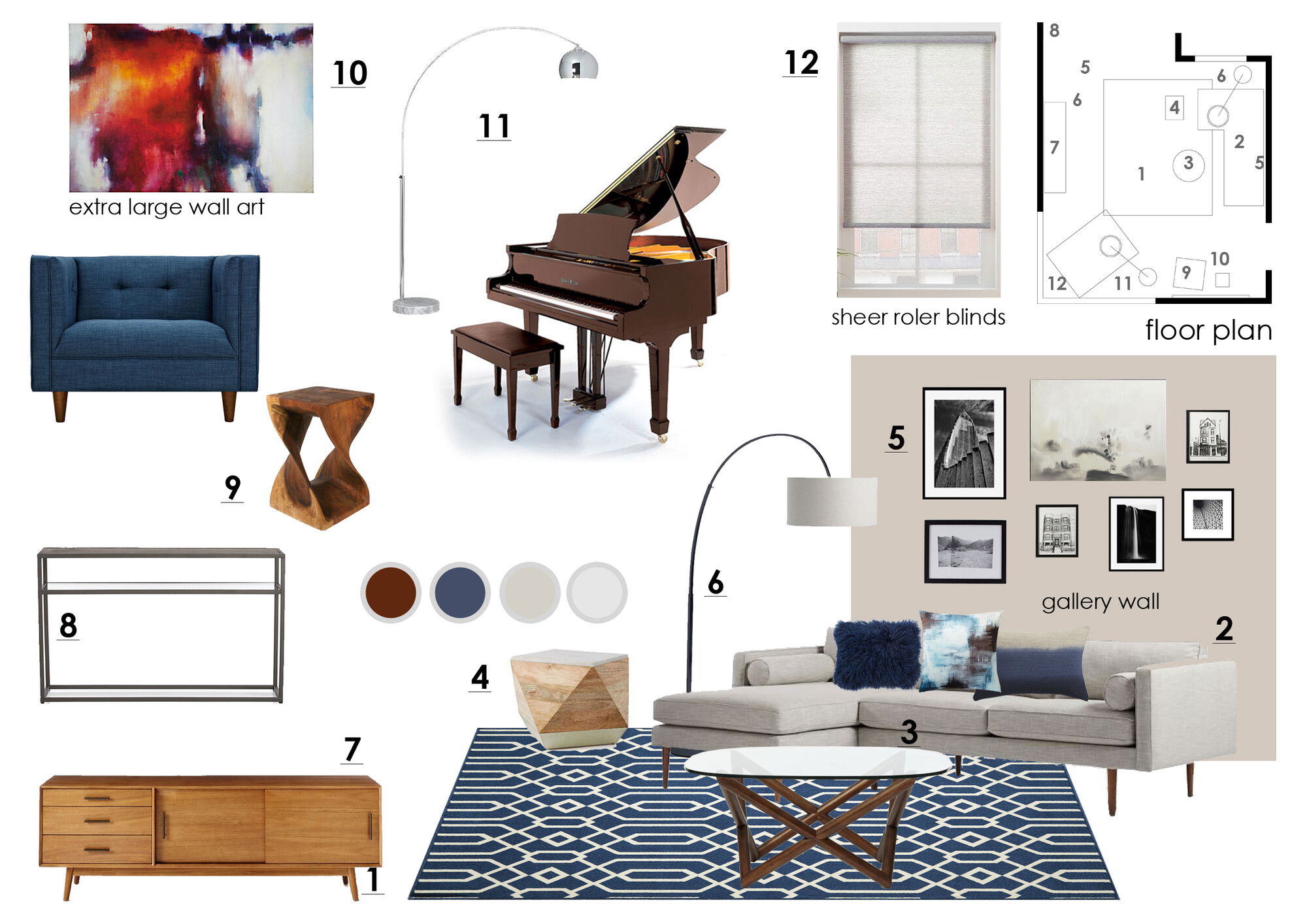 Ideas de diseño interior para sala de estar de diseñador en línea