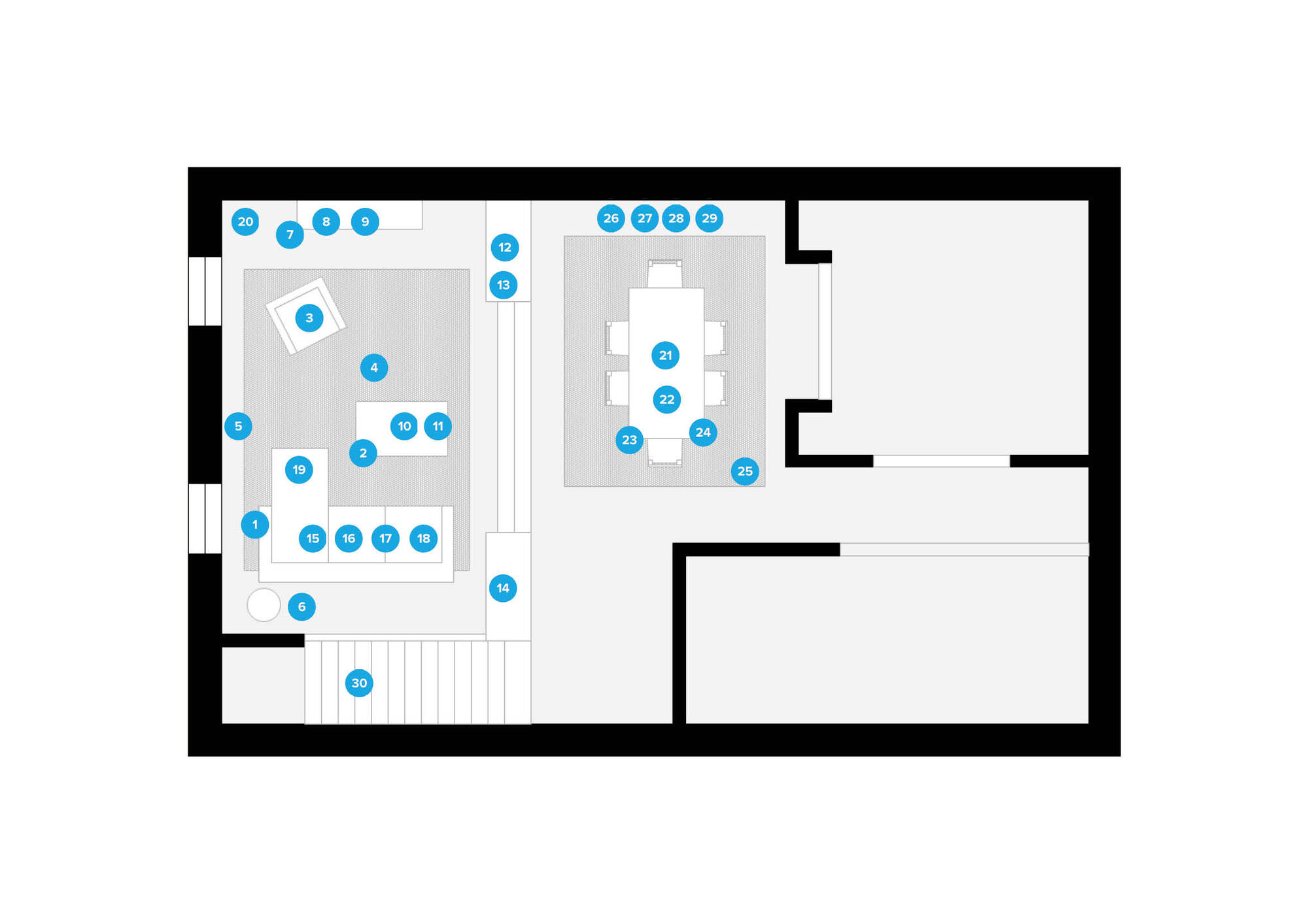 Online Designer Combined Living/Dining Floorplan