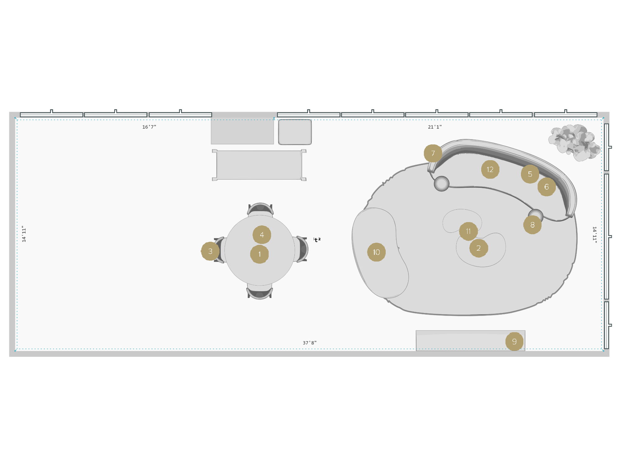 Online Designer Combined Living/Dining Floorplan