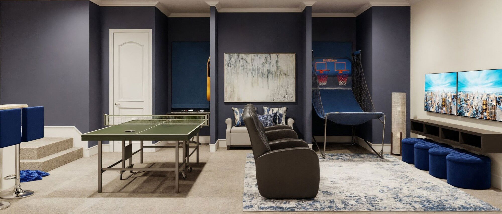Idea de decoración para sala de juegos familiar - Renderizado después