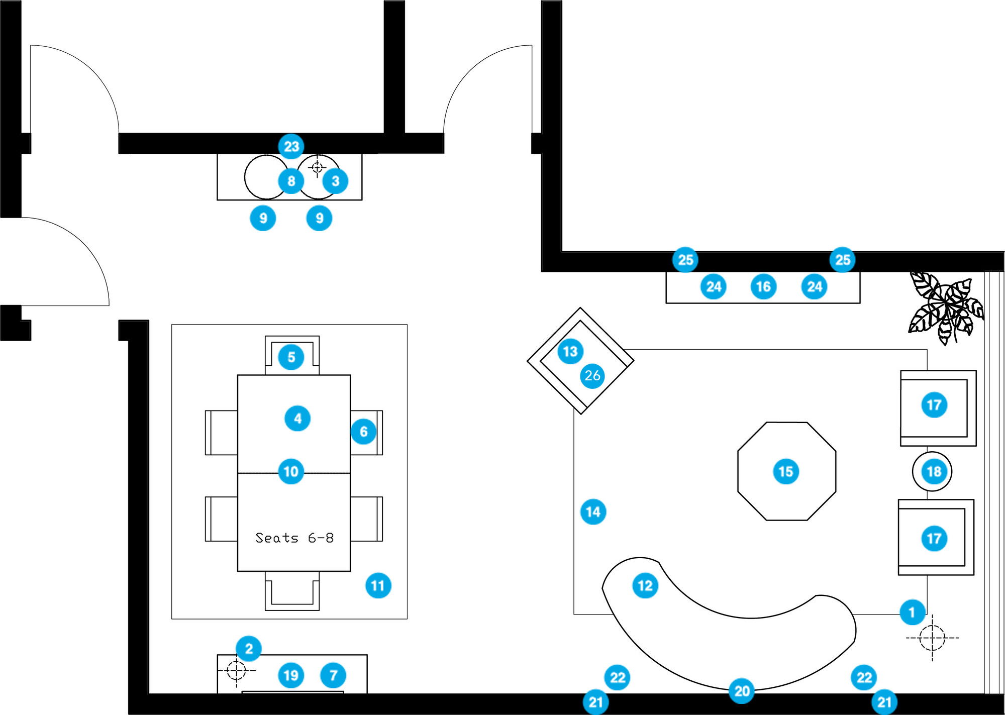 Online Designer Living Room Floorplan