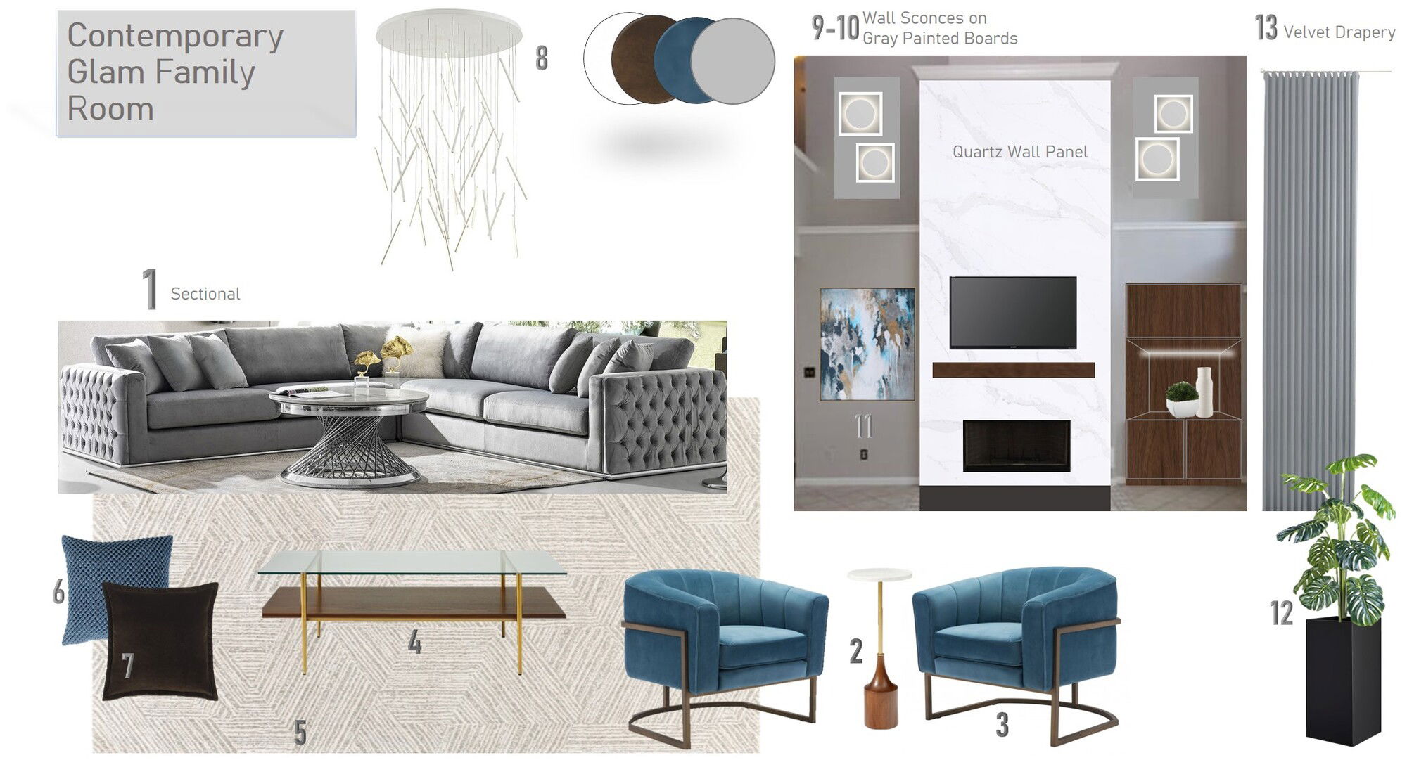 Ideas de diseño interior para sala de estar de diseñador en línea