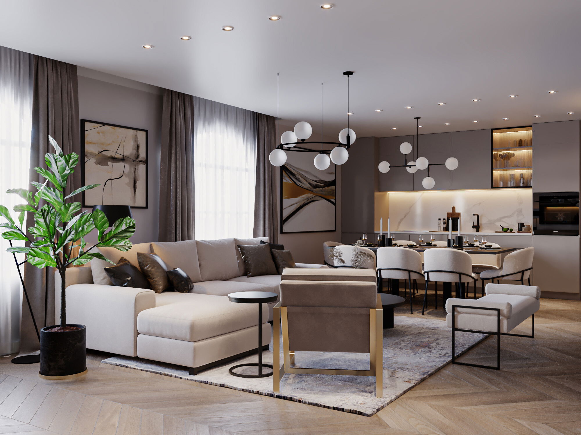 Online Designer Combined Living/Dining 3D Model 3