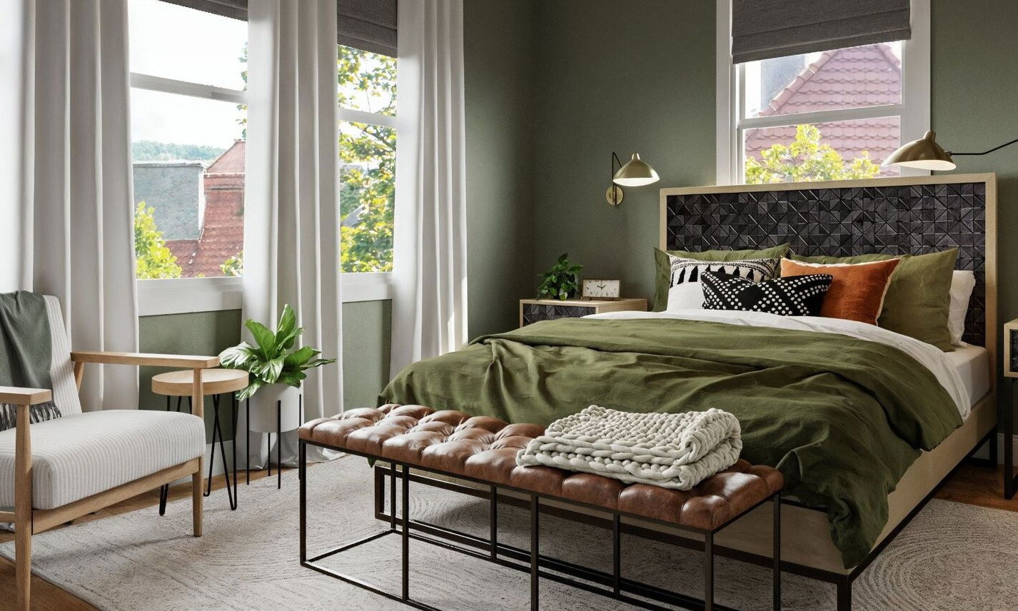 Relaxing Green Bedroom Design