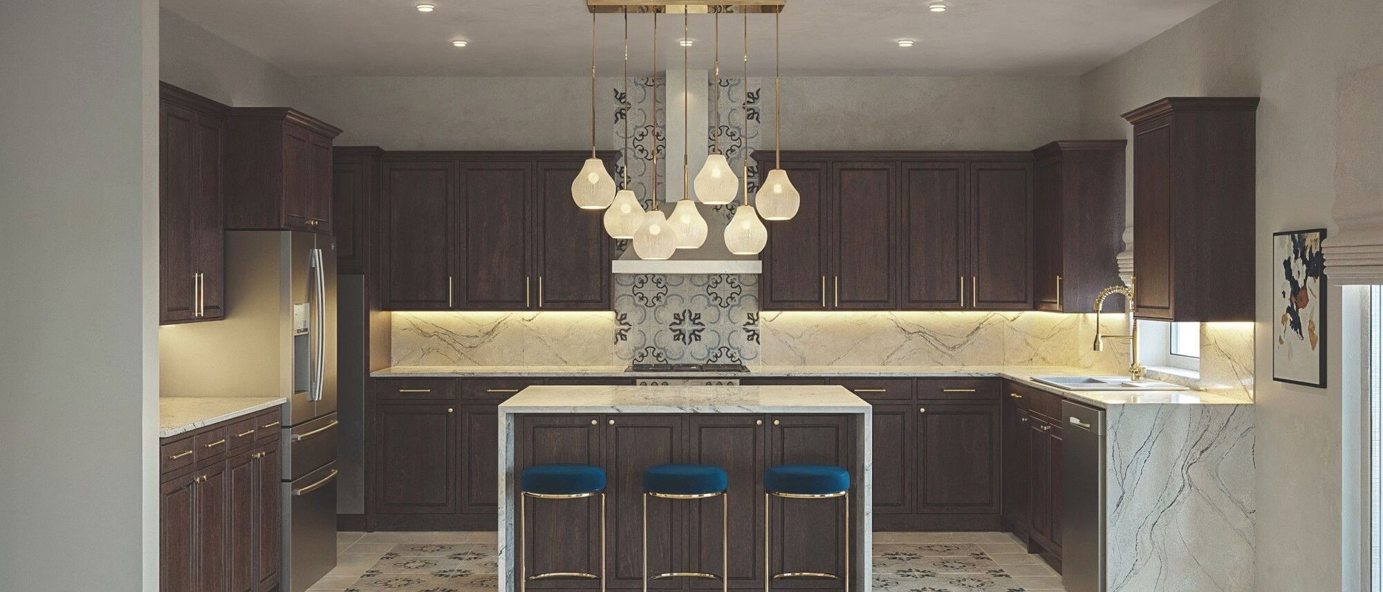 Renovación de Cocina Elegante con Gabinetes Oscuros- Renderizado del Después
