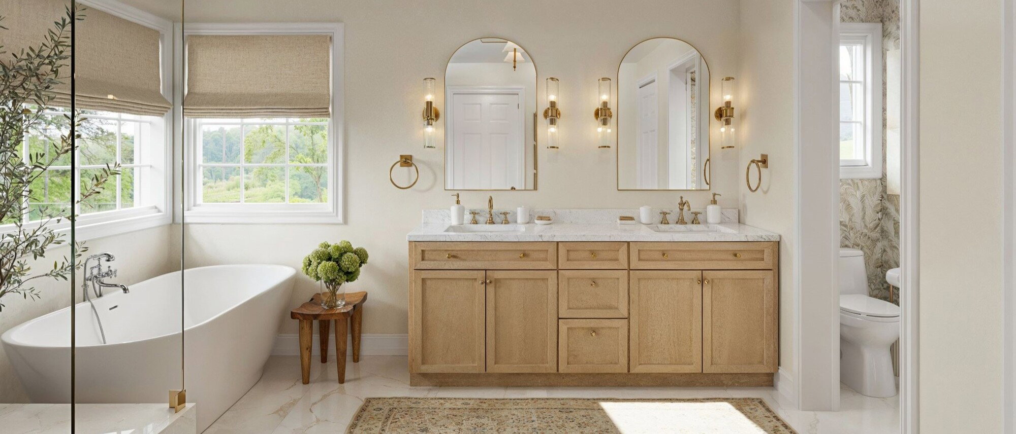 Vintage Coastal Bathroom Remodel by interior designers in High Point, North Carolina