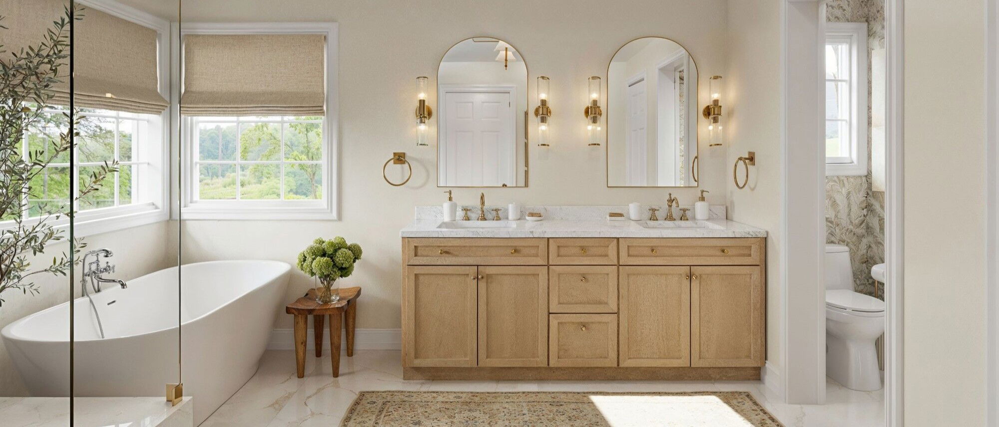 Vintage Coastal Bathroom Remodel by interior designers in Winston–Salem, North Carolina