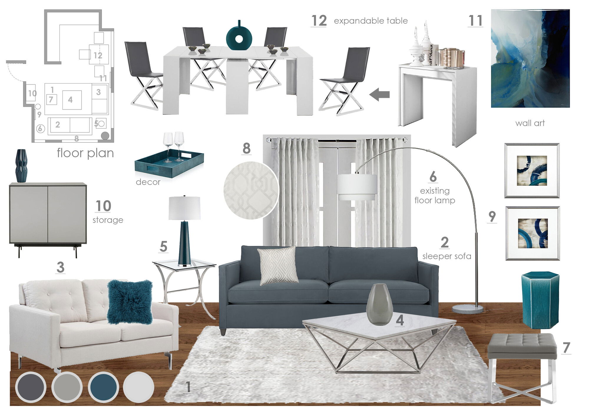 Ideas de diseño interior para sala de estar de diseñador en línea