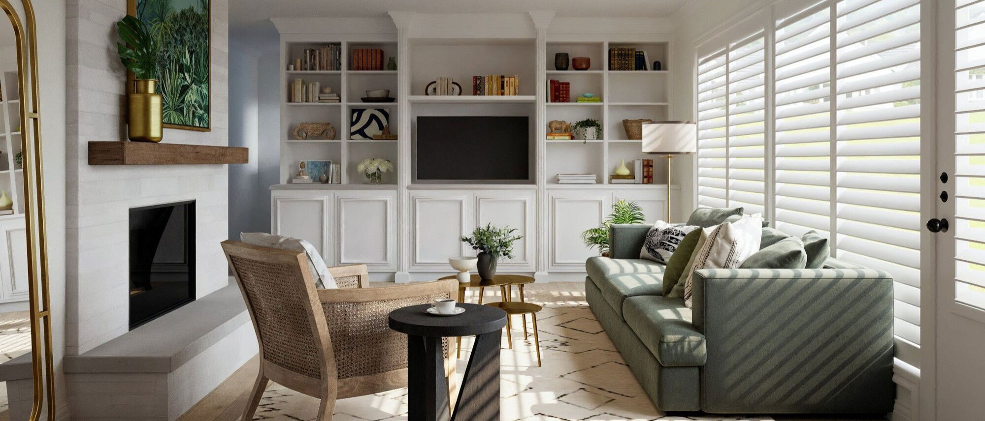 Colorful & Eclectic Living Room by affordable Rockford interior designers