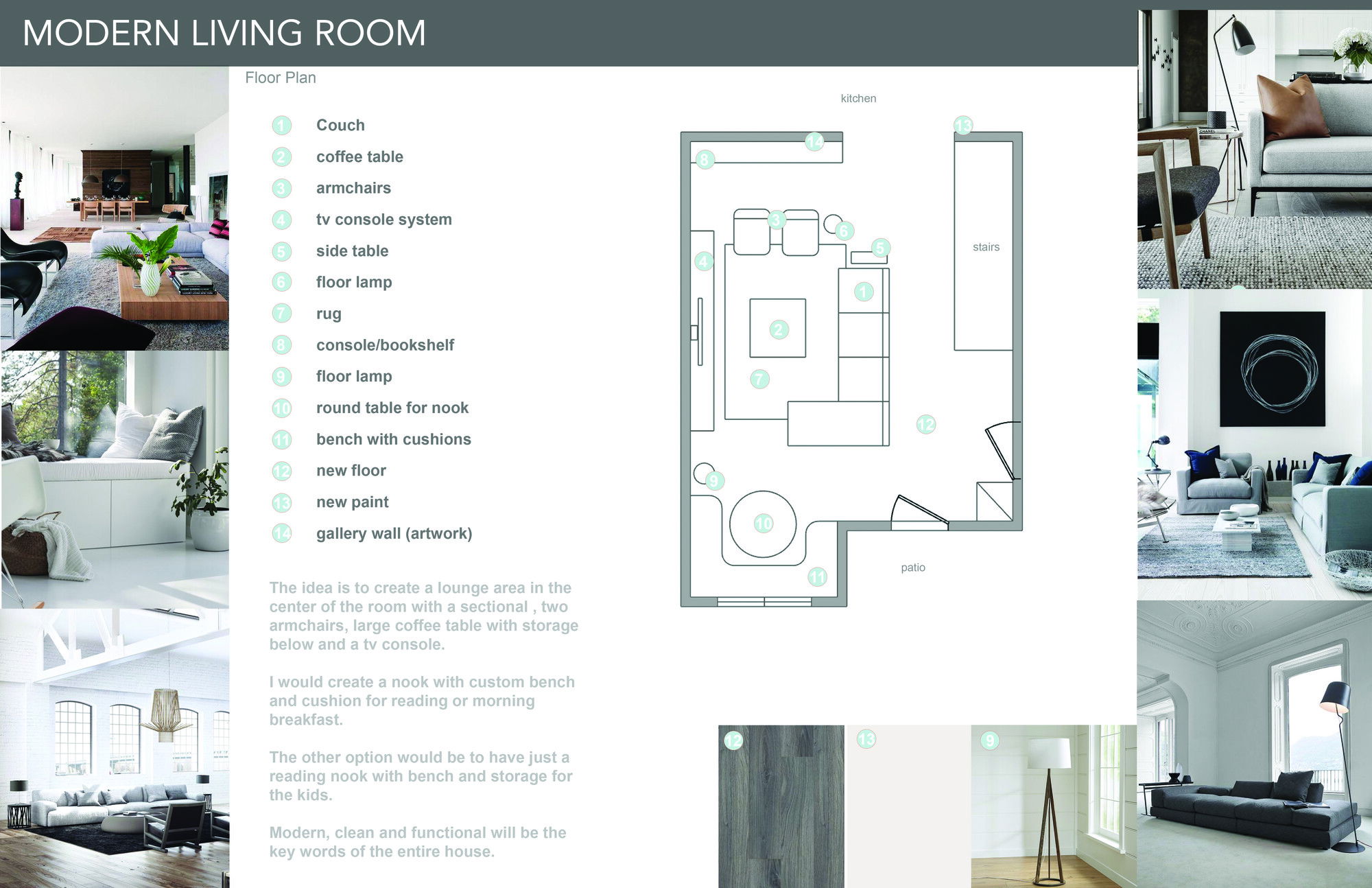 Ideas de diseño interior para sala de estar de diseñador en línea