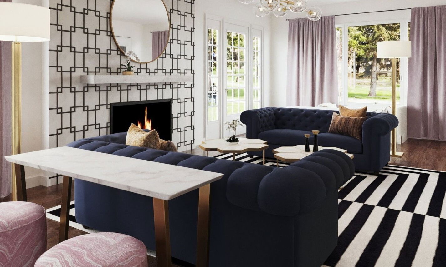 Glamorous Gold-Accented Living Room Design
