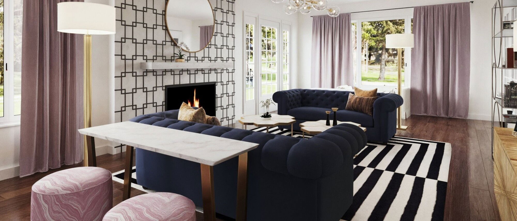 Glamorous Gold-Accented Living Room Design
