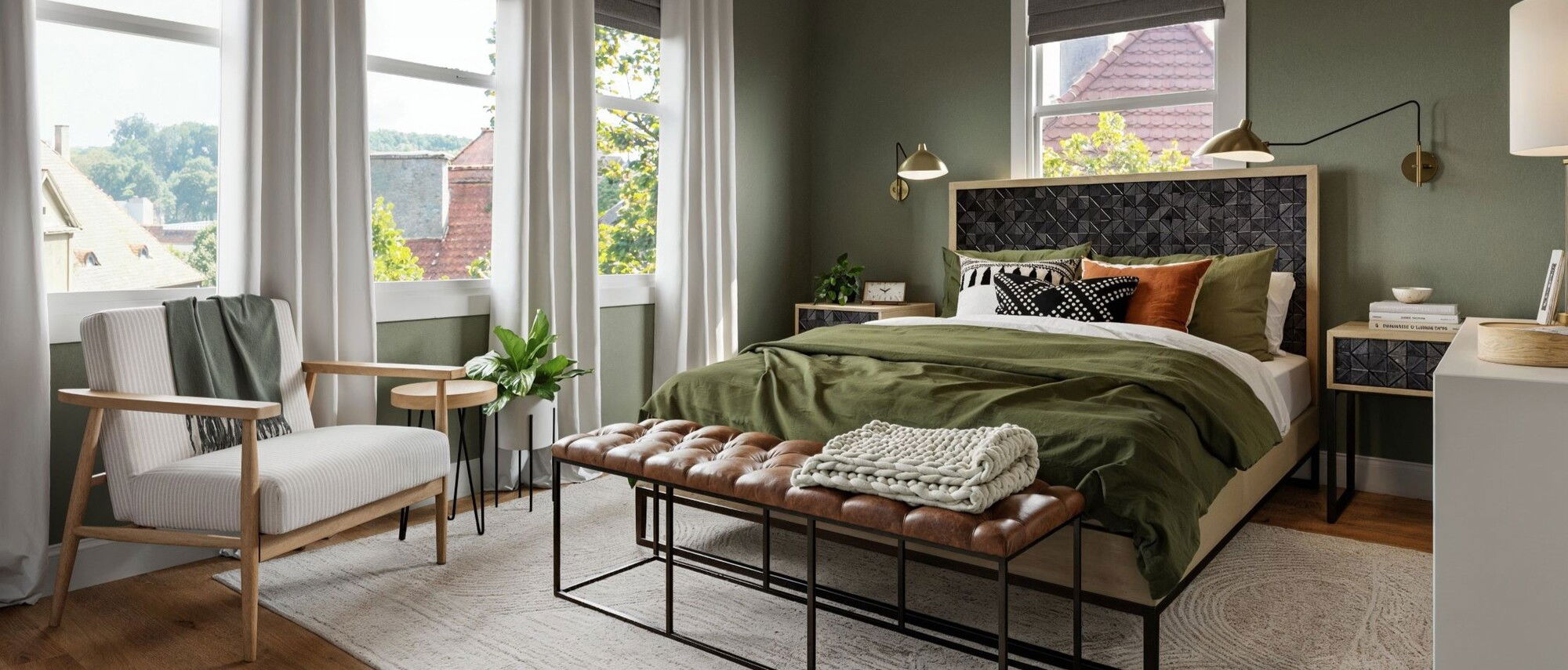 Relaxing Green Bedroom Design