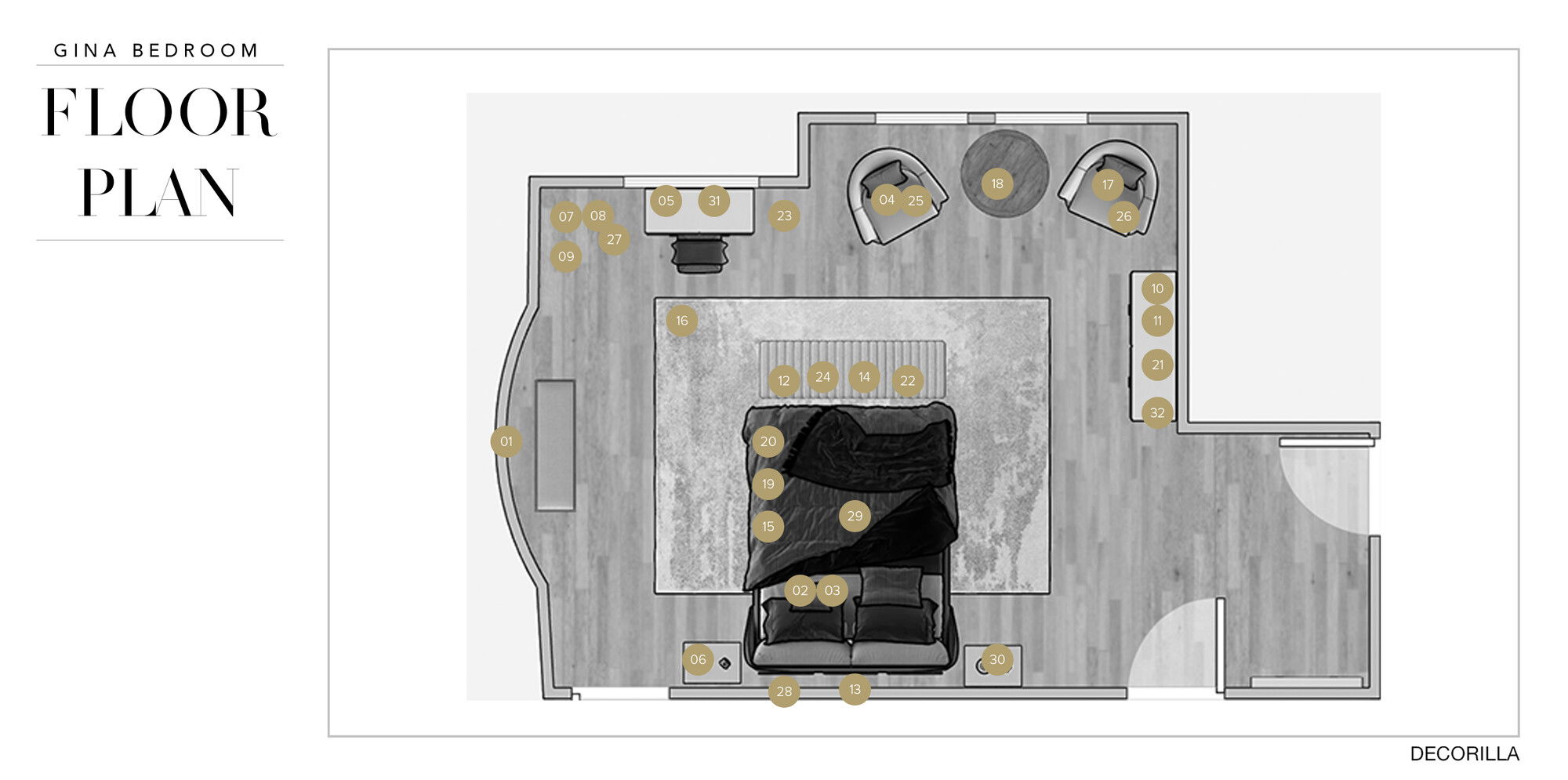 Online Designer Bedroom Floorplan