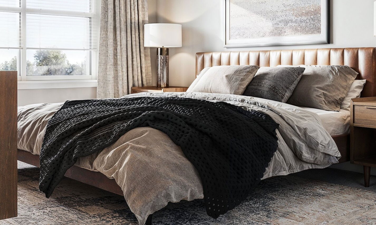Contemporary Masculine Bedroom Transformation by affordable Richmond interior designers