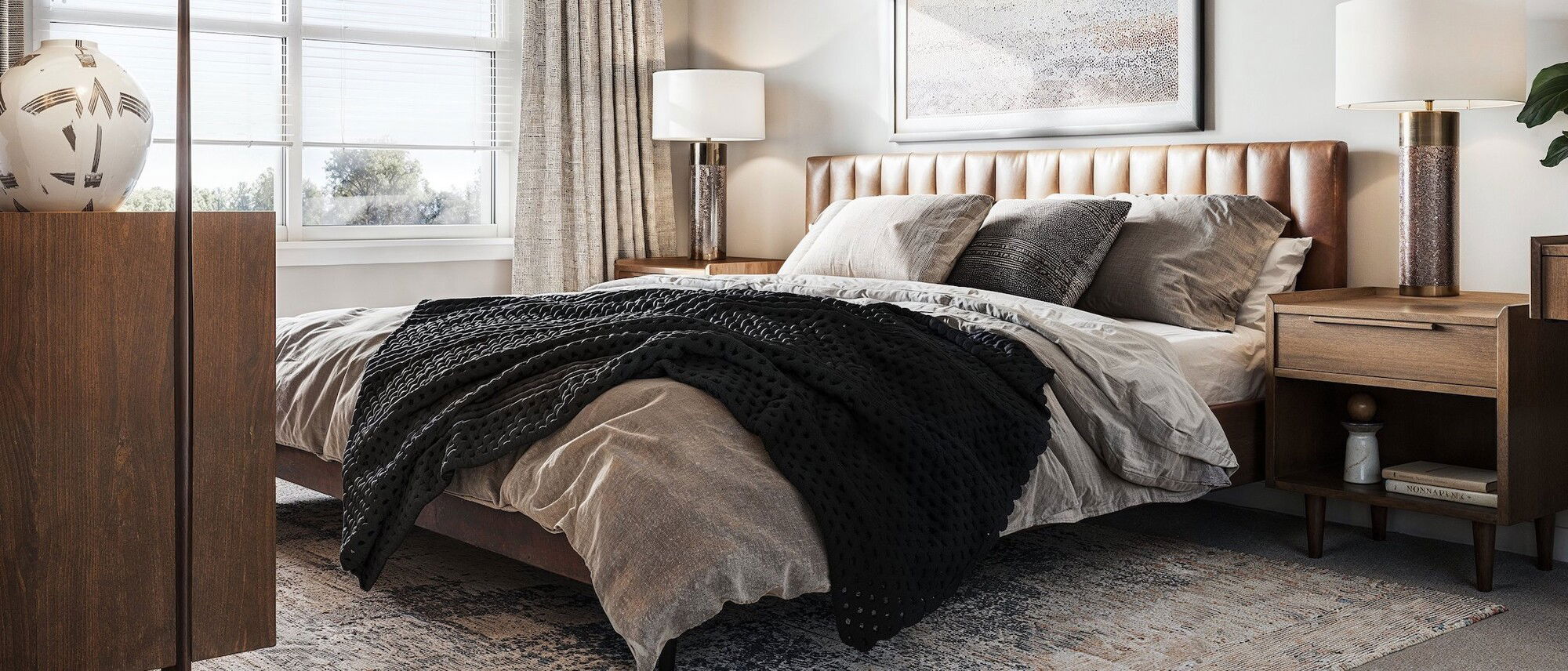 Contemporary Masculine Bedroom Transformation by affordable Richmond interior designers