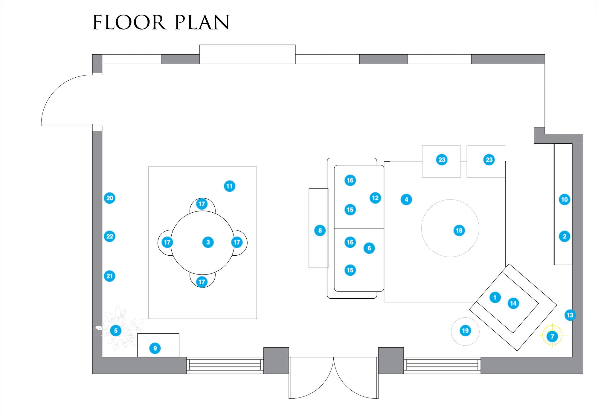 Online Designer Combined Living/Dining Floorplan