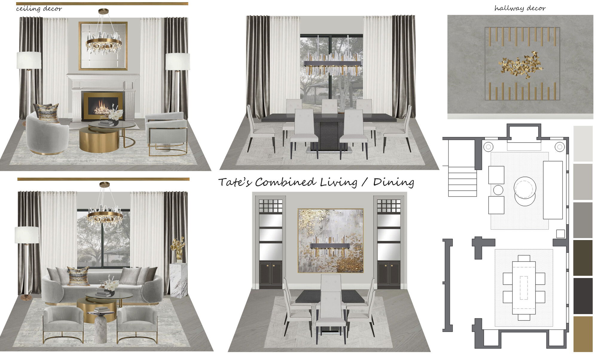 Online Designer Combined Living/Dining Interior Design Ideas