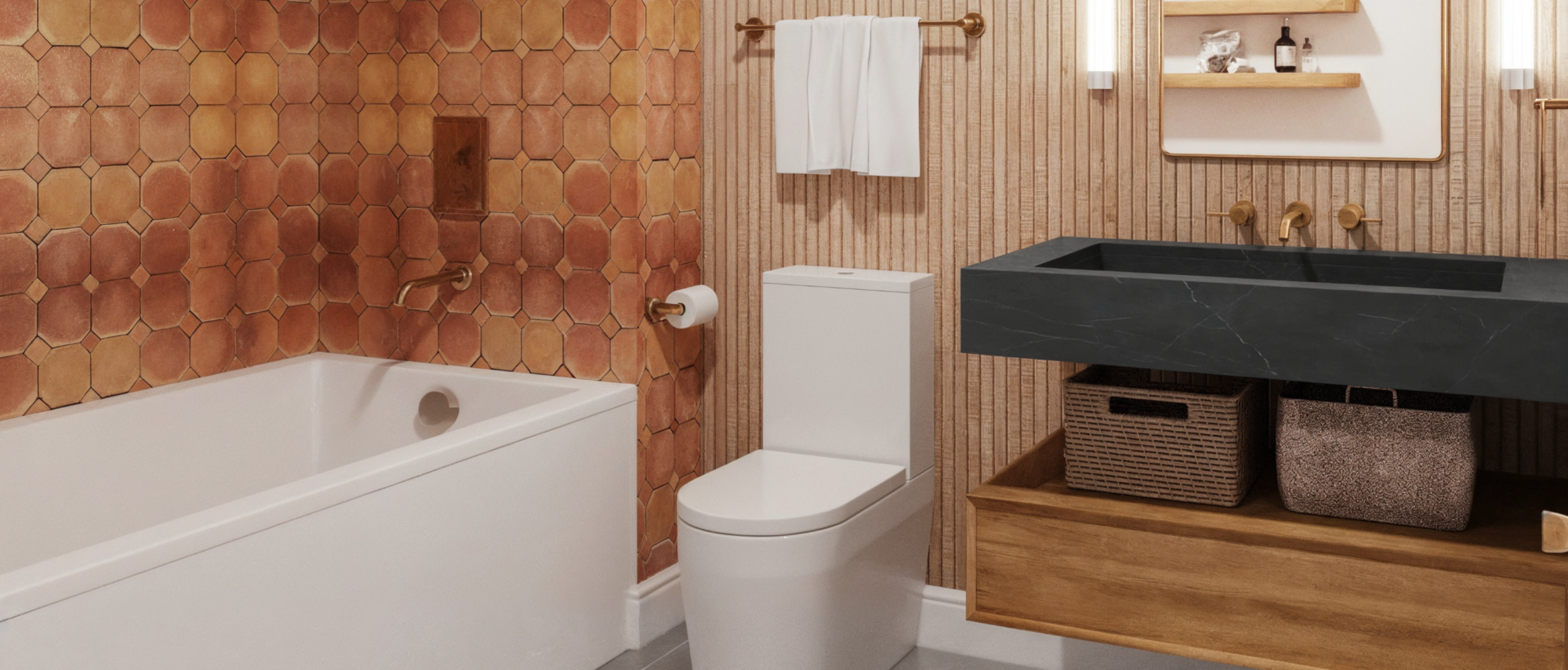 Sleek & Sophisticated Guest Bathroom Remodel- After Rendering