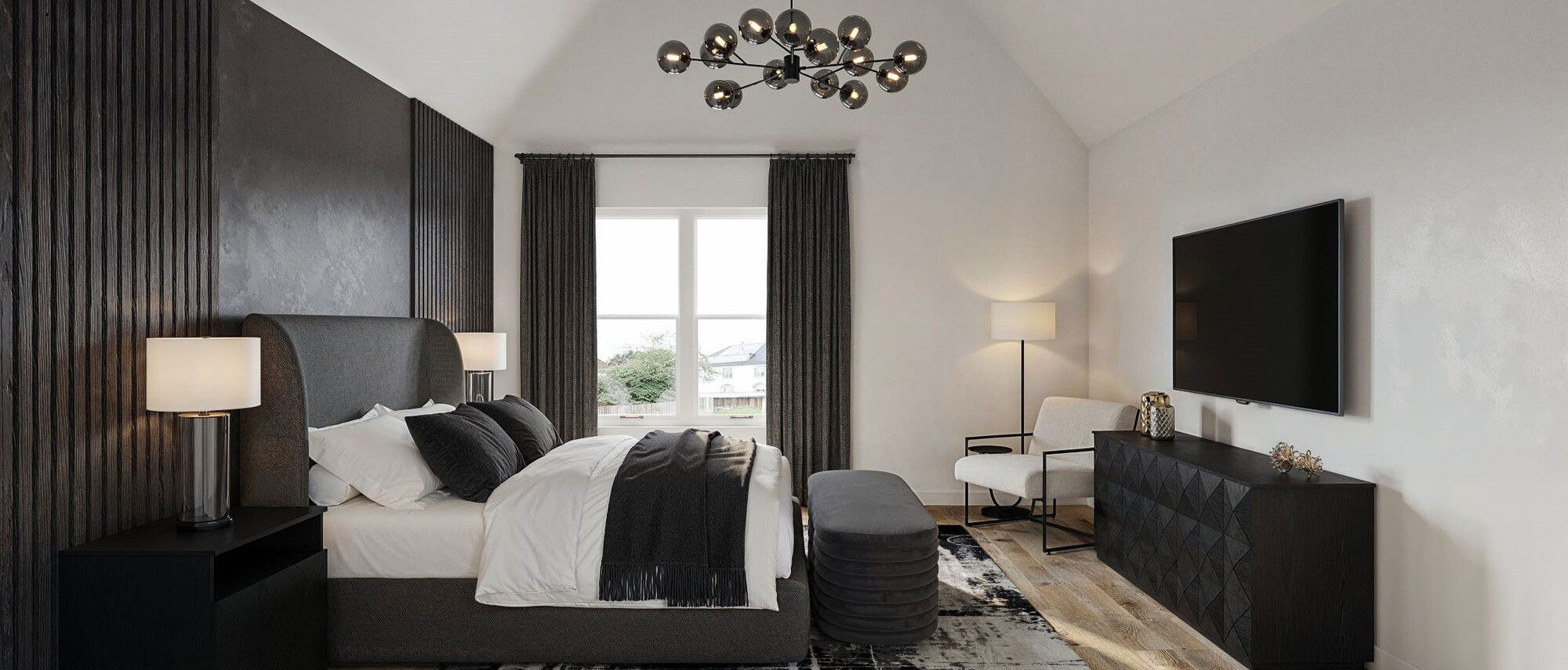 Sophisticated Black & White Home Design Remodel by interior designers in Houston, Texas