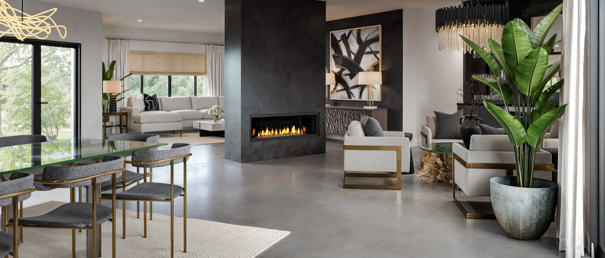 Modern Elegant Living/Dining and Kitchen Design by top San Diego interior designers