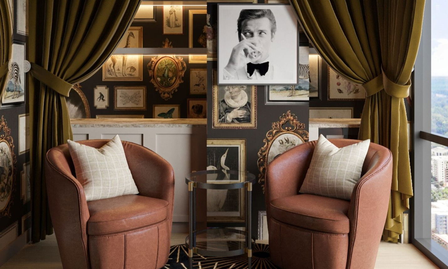 Eclectic Lounge Design with Bold Wallpaper