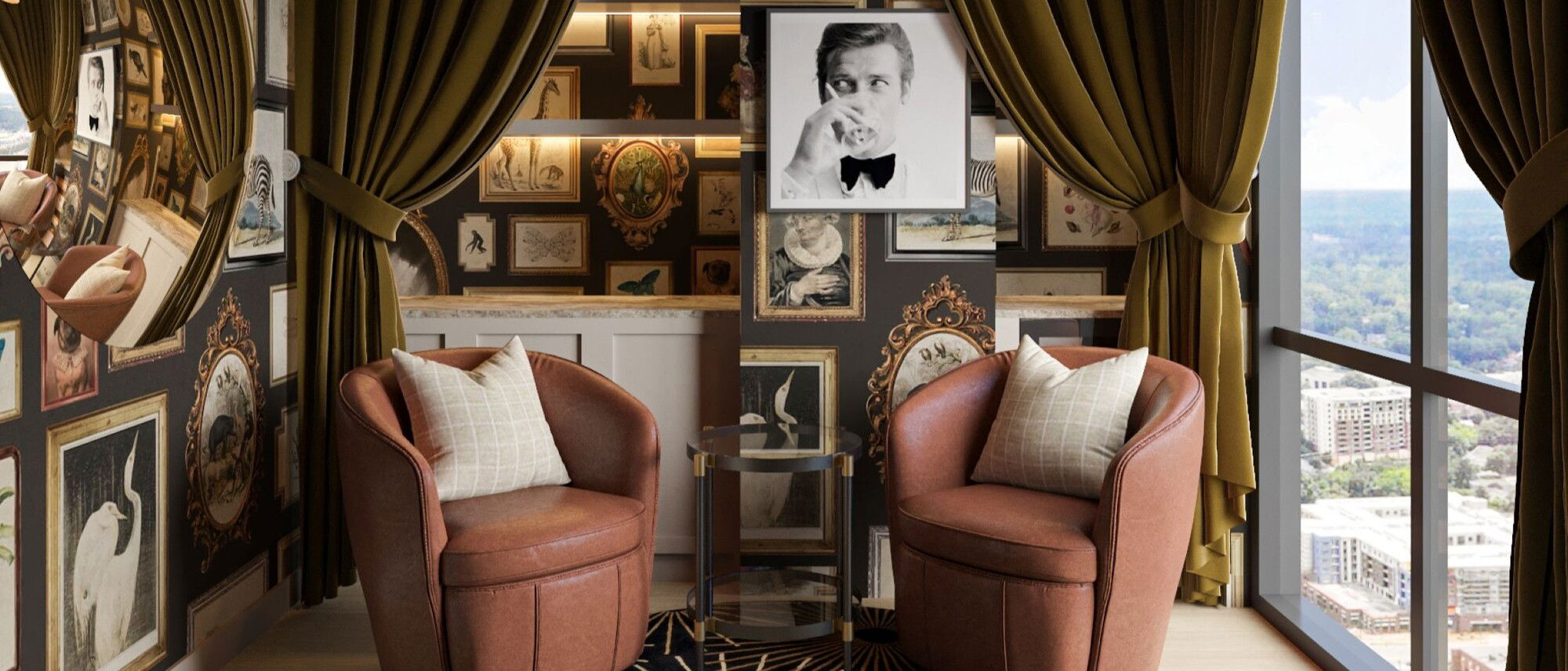 Eclectic Lounge Design with Bold Wallpaper-Kim After Rendering