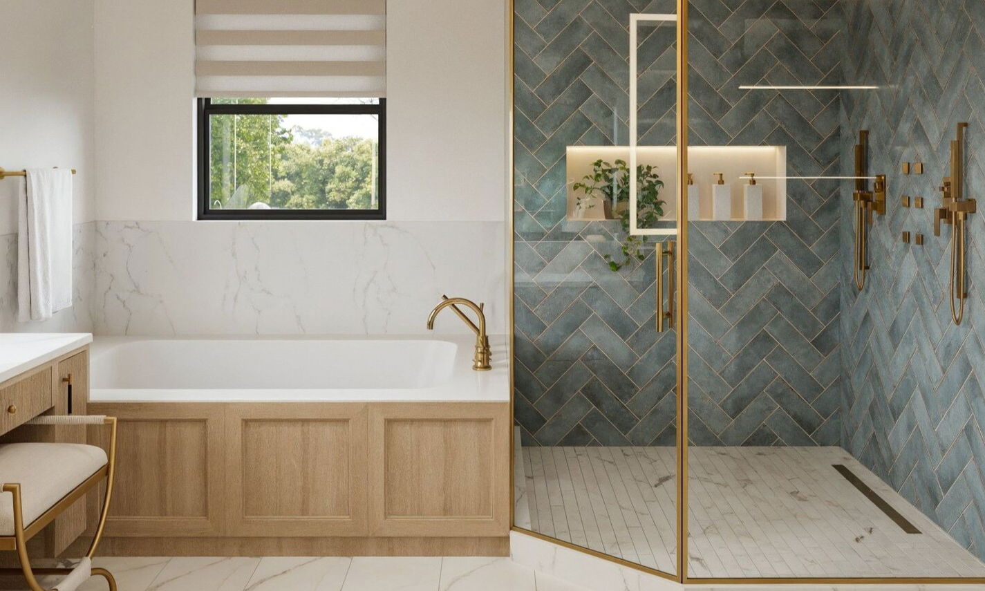 Luxurious Modern Spa-Inspired Bathroom Design by affordable Roseville interior designers