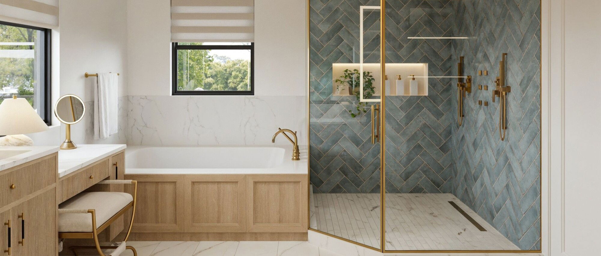 Luxurious Modern Spa-Inspired Bathroom Design by affordable Roseville interior designers