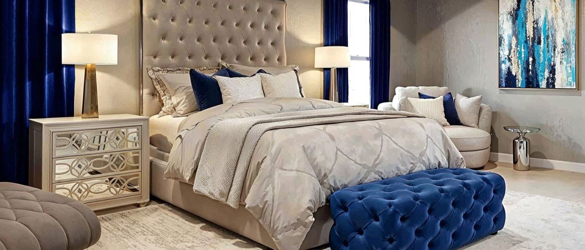 Sophisticated Glam Bedroom Interior Design- After Rendering