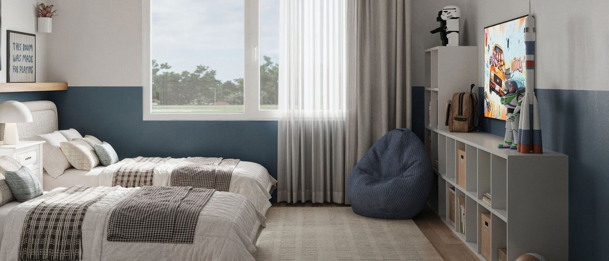 Serene Modern Coastal Bedrooms Renovation- After Rendering