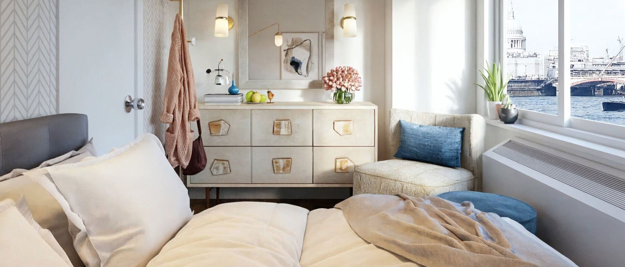 Proyecto de diseño de dormitorio contemporáneo, elegante y natural - Renderizado después