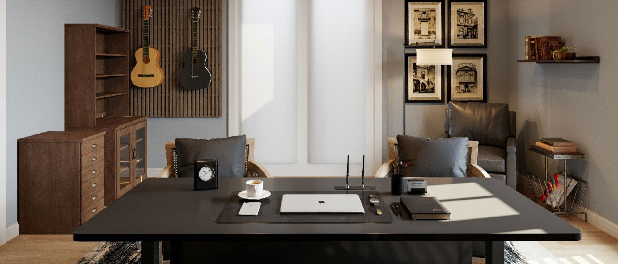 Masculine Home Office Design Project by affordable Orange County interior designers
