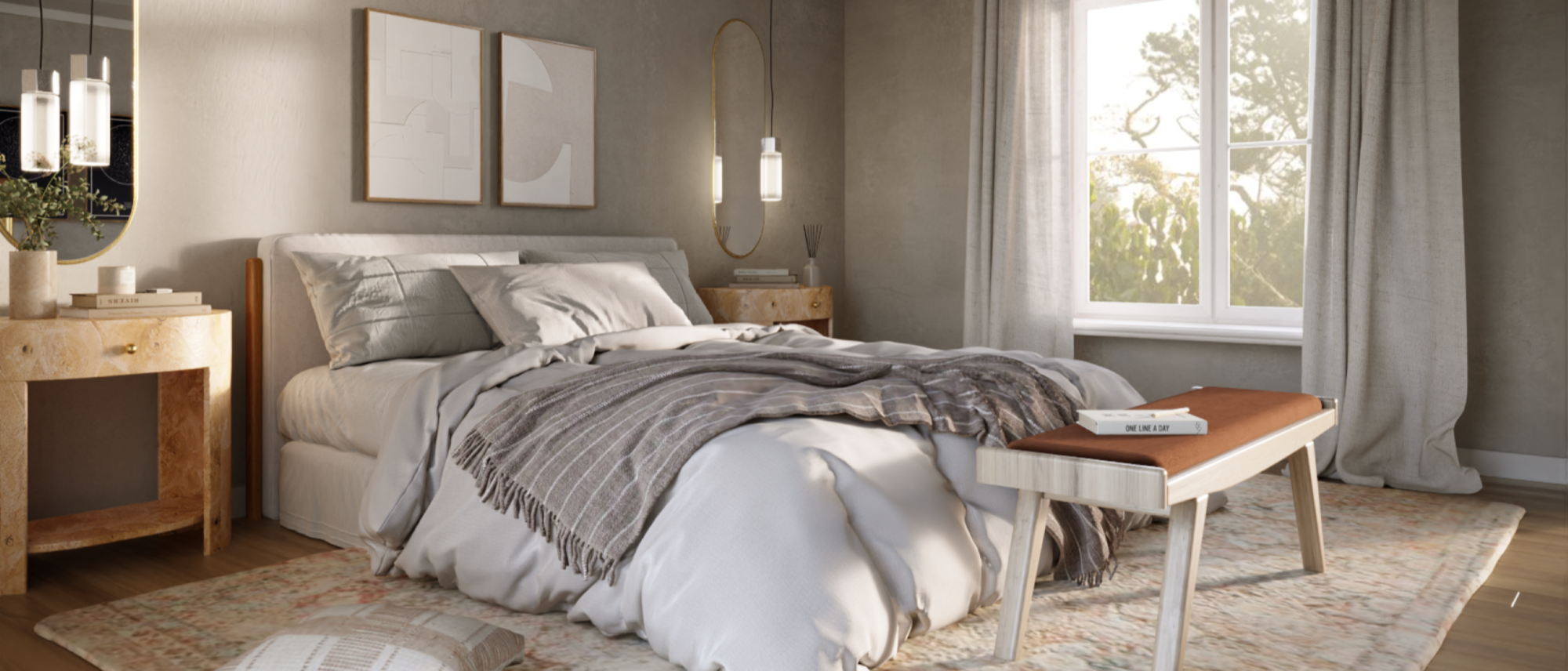 Calming and Soft Bedroom Design- After Rendering