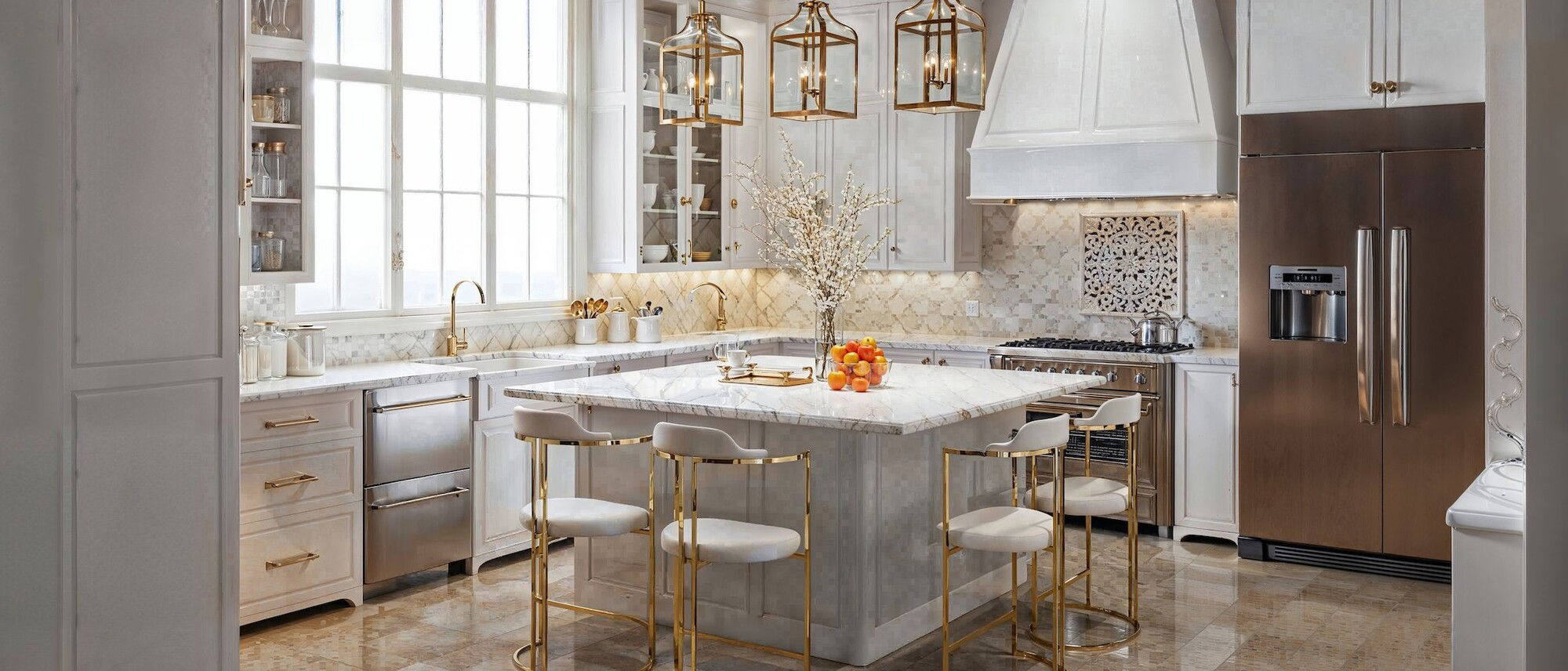Elegant and Light Kitchen Design by top Round Rock interior designers
