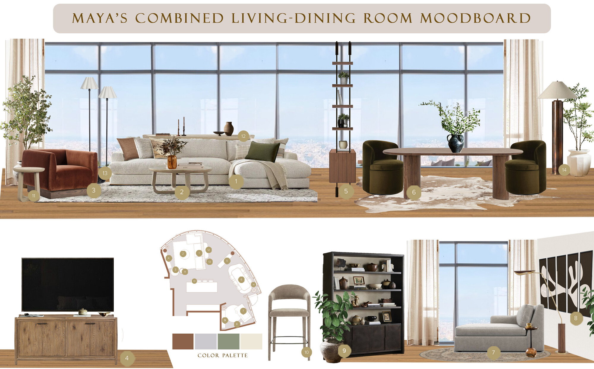 Online Designer Combined Living/Dining Interior Design Ideas