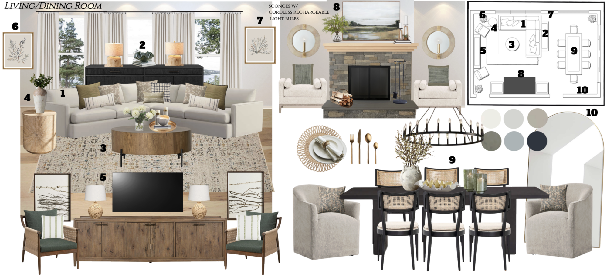 Online Designer Combined Living/Dining Interior Design Ideas